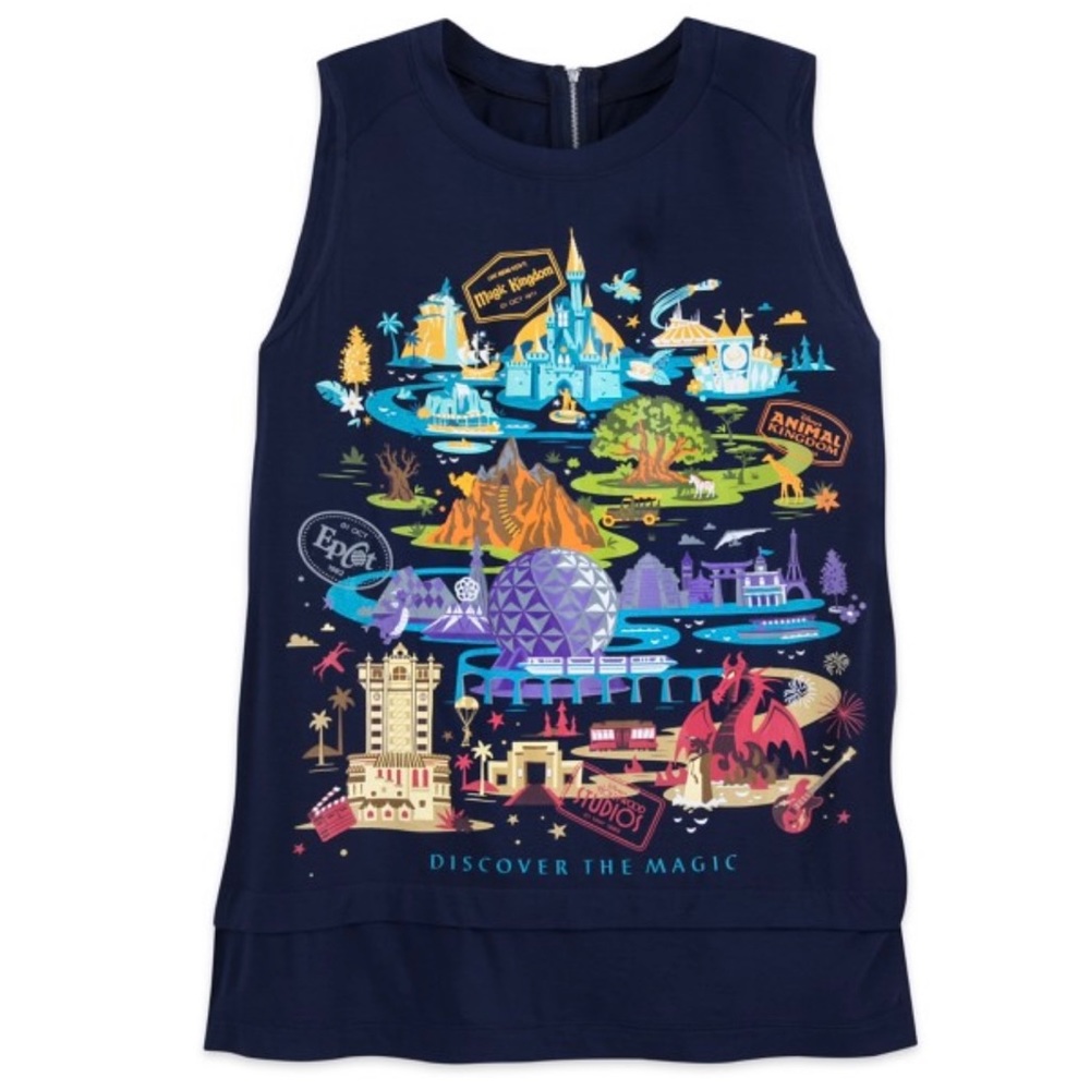DISNEY PARKS Graphic T Knit Top FL Walt DW‎ Magic Kingdom Epcot Women XS Loose